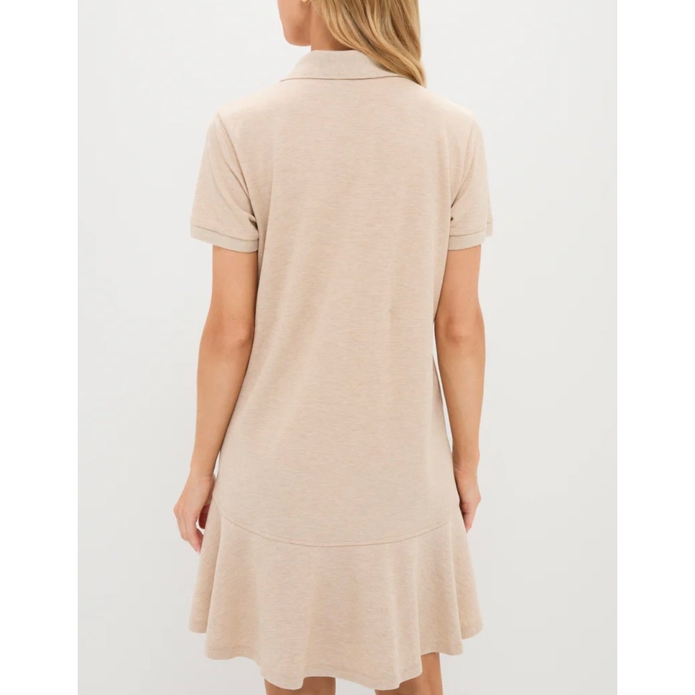 Tuckernuck Sandstone Pique May Polo Shirt Dress Medium Long Sleeve Polo Beige - Picture 7 of 11